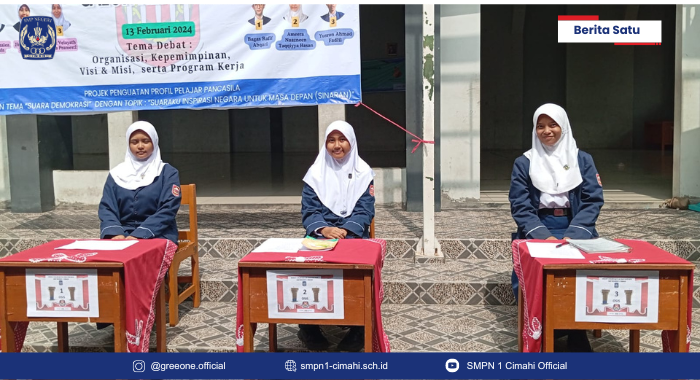 3 Calon Ketua Osis dalam pemilu di SMPN 1 Cimahi